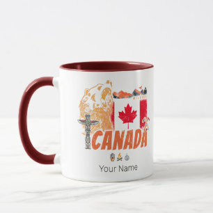 Mug Drapeau Vintage Du Canada Et Vacances Ours Grizzli