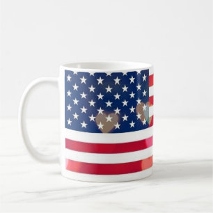 Mug Drapeau vintage Patriotique USA avec des coeurs co