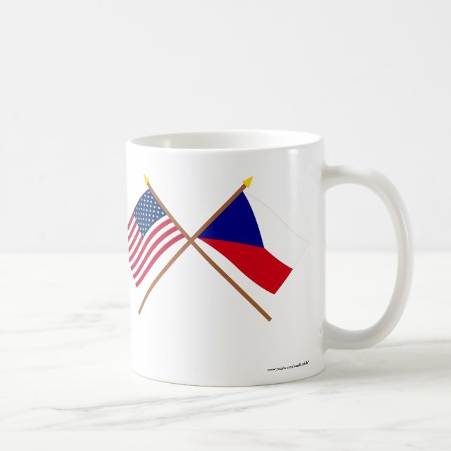 Mug Drapeaux croisés des USA et de République Tchèque (Droite)