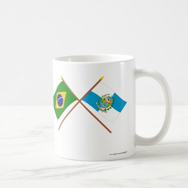 Mug Drapeaux croisés du Brésil et du Rio de Janeiro (Droite)