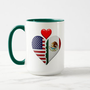 Mug Drapeaux de cœur USA Mexique Patrimoine hispanique