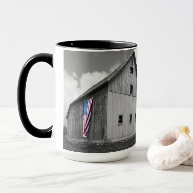 Mug Drapeaux de nos agriculteurs - Grange avec drapeau (Avec donut)