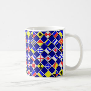 Mug Drapeaux de signalisation nautique à carreaux déco