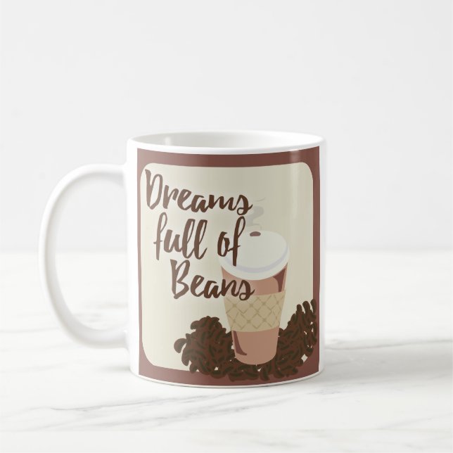 Mug Dream of Coffee Beans mignonne Java Illustration (Gauche)