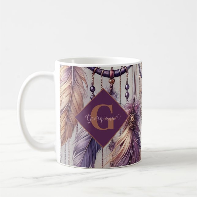 Mug Dreamcatchers Personnalisés Boho & Purple & Or (Gauche)