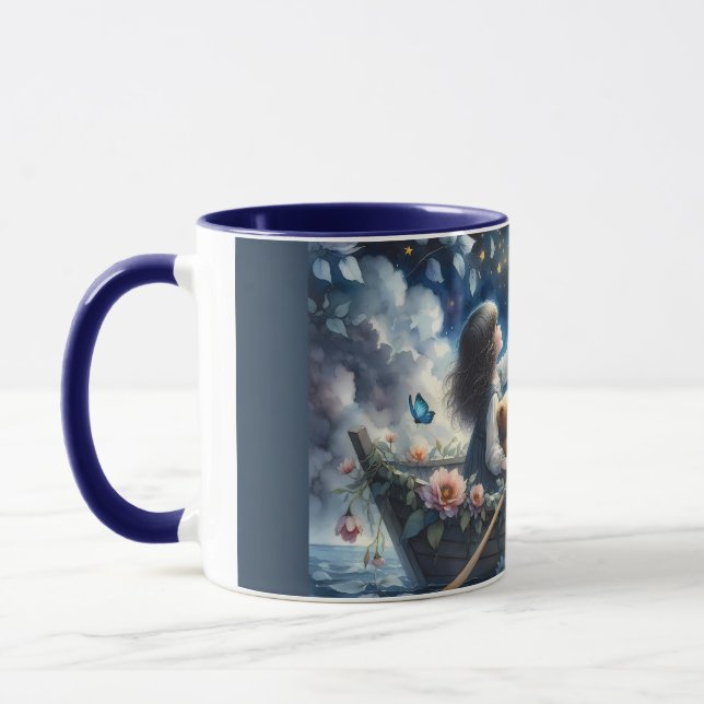 Mug Dreamy Girl Rowing Boat Moonlit Fantasy Scene (Gauche)