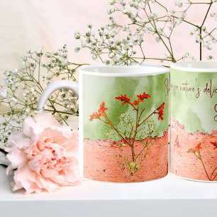 Mug Dreamy Pink Green Flowers Citation Inspirationnell