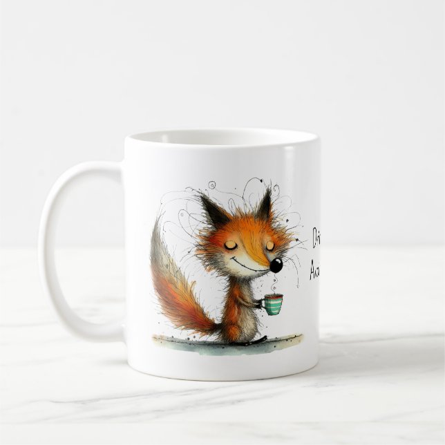 Mug Drink Coffee. Avoid Humans. Whimsical Fox Funny (Gauche)