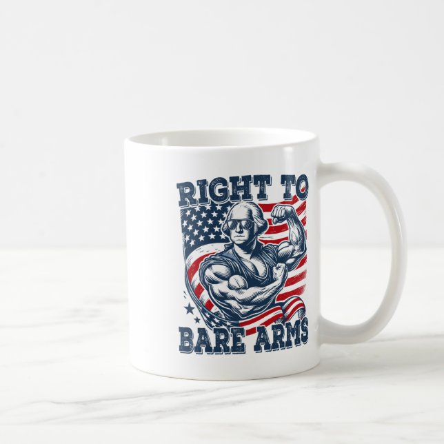 Mug Droit Aux Armes Nues Drôle 4 juillet Travail Patri (Droite)