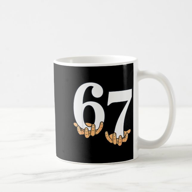 Mug Drôle 67 Mème Mains Argot Gen Alpha Six Sept 6 7  (Droite)