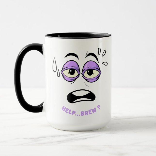 Mug Drôle Aide Brûler Sleepy Face Cartoon (Gauche)