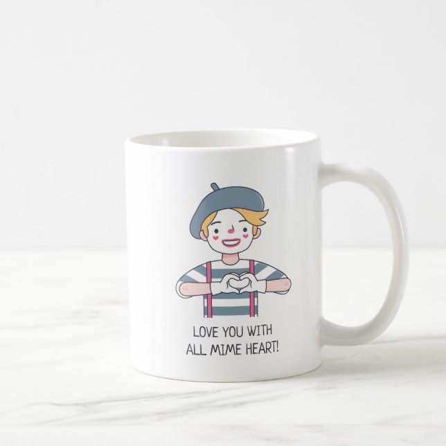 Mug Drôle Aimez-Vous Avec Tous Mime Heart Doodle (Droite)