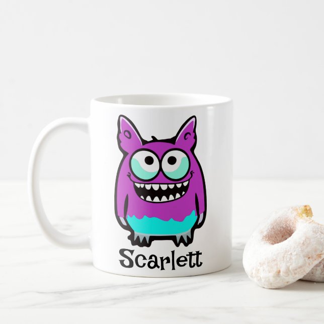 Mug Drôle Alien violet monstre vert (Avec donut)
