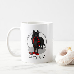 Mug Drôle Allons-y ! Marche Berger belge (noir 1)