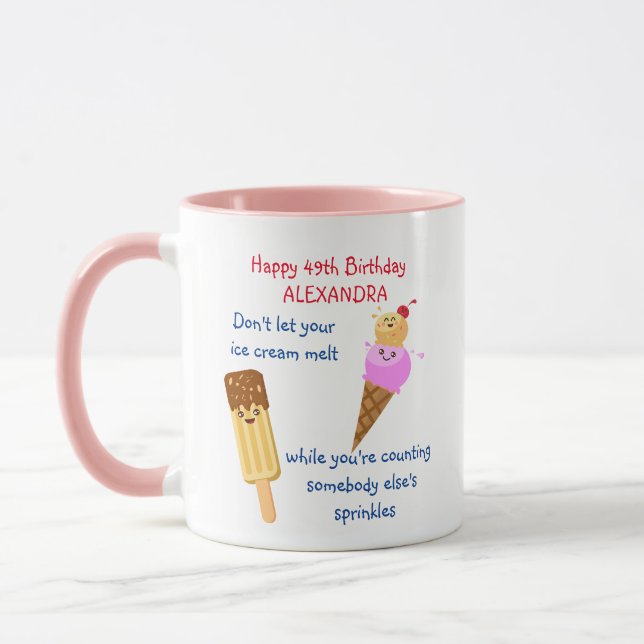 Mug Drôle Anniversaire Crème glacée arrose Humour Kawa (Gauche)