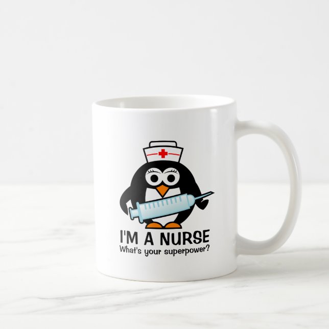 Mug drôle avec infirmière pingouin (Droite)