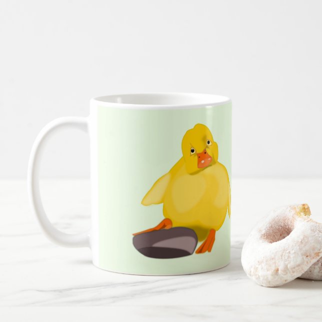 Mug drôle avec un mignon canard jaune (Avec donut)