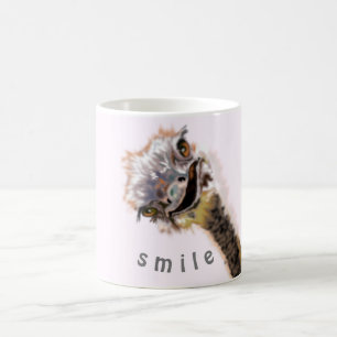 Mug drôle avec une autruche heureuse - Smile