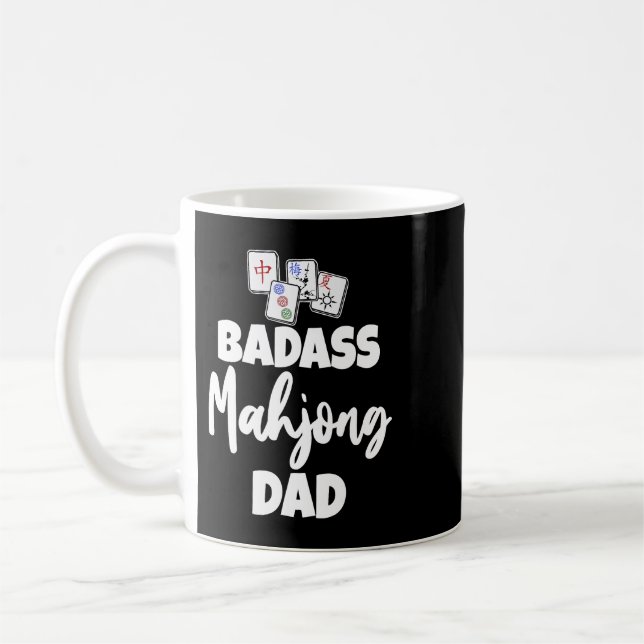 Mug Drôle Badass Mohjong Papa Tee - shirts Jeu Lov (Gauche)