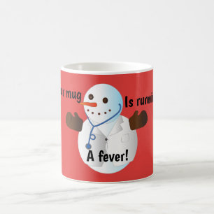 Mug Drôle bonhomme de neige médecin mignon fièvre de c
