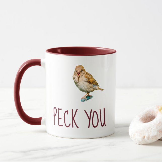 Mug Drôle Bruant - Peck You (Avec donut)