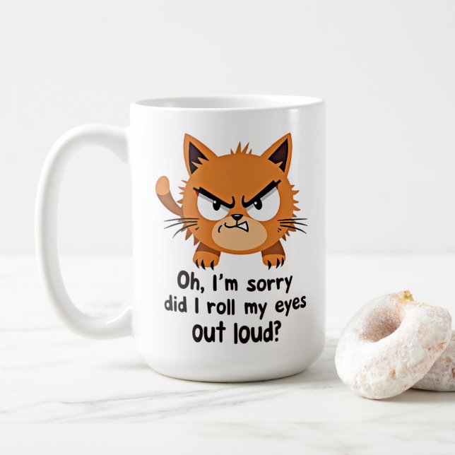 Mug Drôle cadeau Amoureux des chats Sarcastique Antiso (Avec donut)
