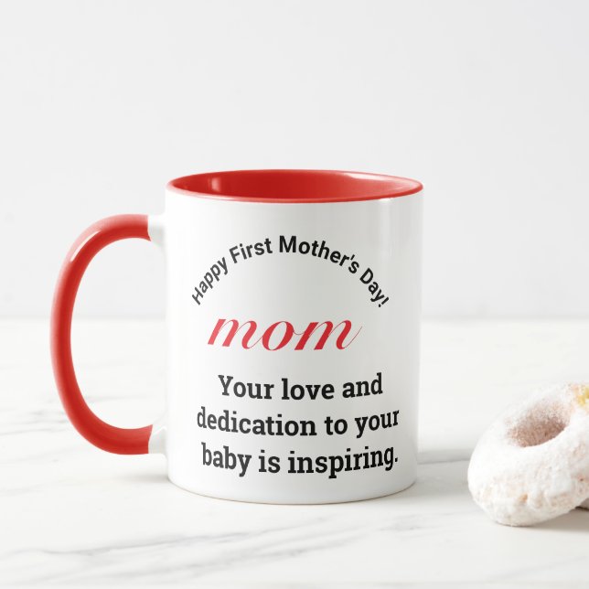 Mug Drôle cadeau pour Maman Typographie 1ère Fête des  (Avec donut)