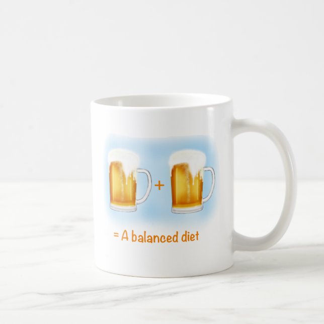 Mug Drôle Cadeaux de bière - deux bières est un régime (Droite)