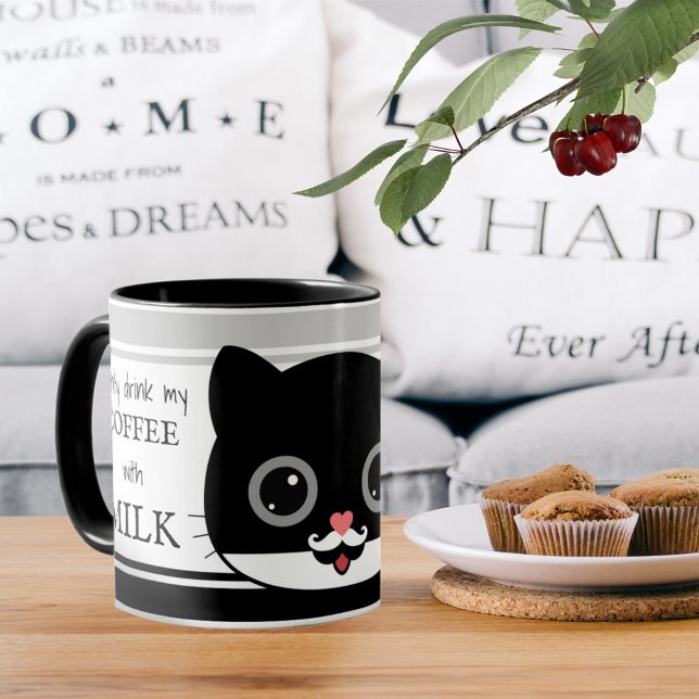 Mug Drôle café de chat avec Mustache de lait (Créateur téléchargé)