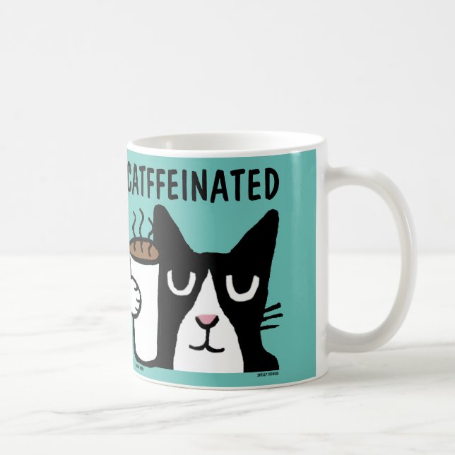 Mug Drôle café de chat Mug, CATFFEINÉ (Droite)