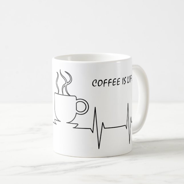 Mug Drôle café est la vie EKG (Devant droit)