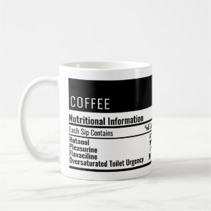 Mug Drôle café information nutritionnelle café tass