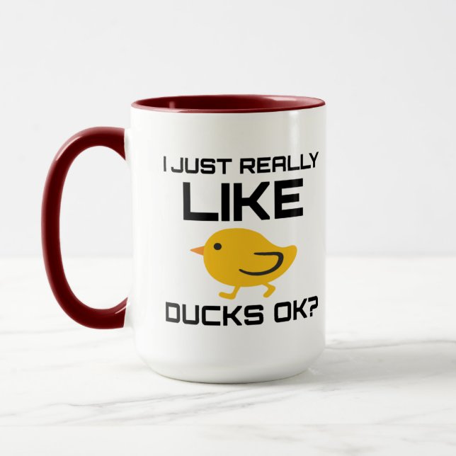 Mug Drôle Canard J'Aime Vraiment Les Canards Ok (Gauche)