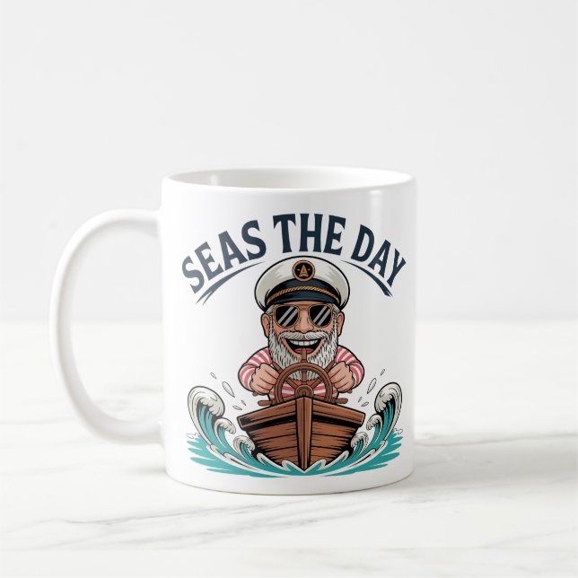 Mug Drôle Capitaine Design Mer du jour Nautique (Gauche)
