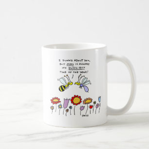 Mug Drôle Cartoon Bees and Flowers au printemps