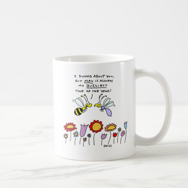 Mug Drôle Cartoon Bees and Flowers au printemps (Droite)