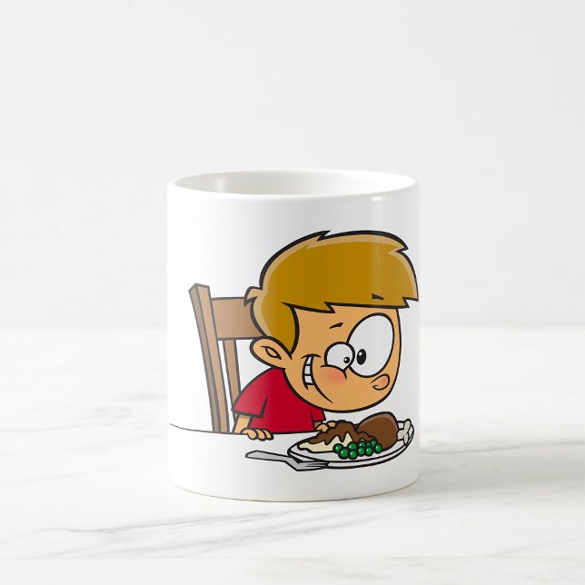 Mug Drôle Cartoon Boy excité pour le dîner (Créateur téléchargé)