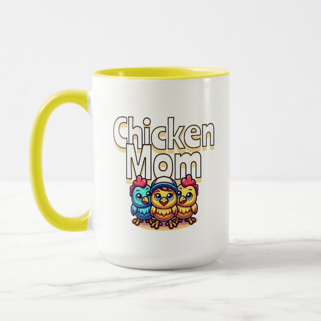 Mug Drôle Cartoon Chicks | Chicken Mom (Gauche)