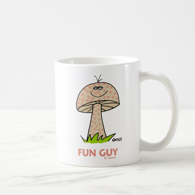 Mug Drôle Cartoon Mushroom Fun Guy Message sur le dos (Droite)