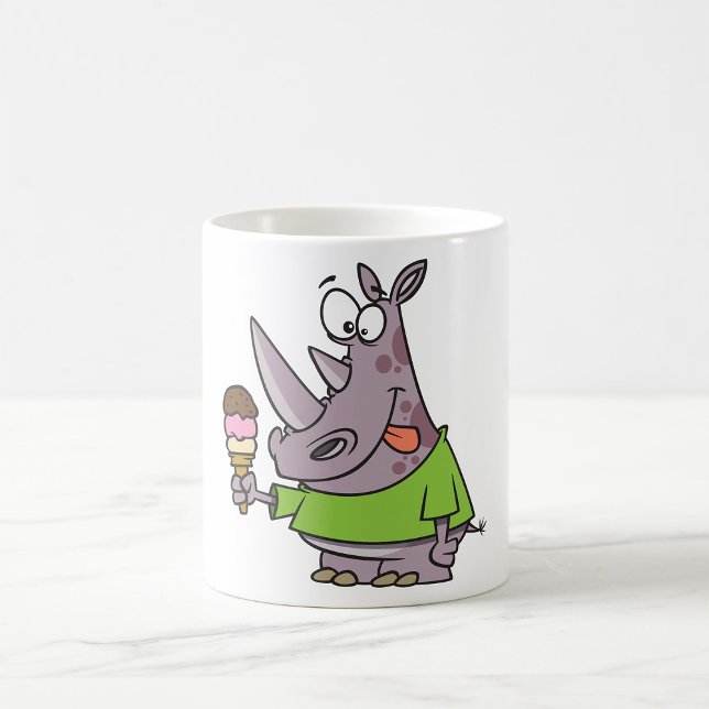Mug Drôle Cartoon Rhino Manger de la crème glacée mign (Créateur téléchargé)