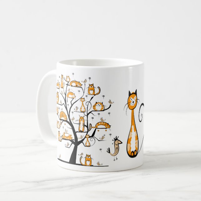 Mug Drôle CATS dans les arbres (Devant gauche)