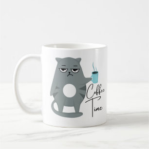 Mug Drôle chat en colère   Typographie du temps du caf
