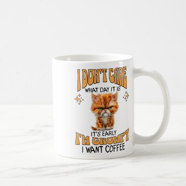 Mug Drôle Chat Grumpy Café Lover Sarcastique Je veux C (Droite)