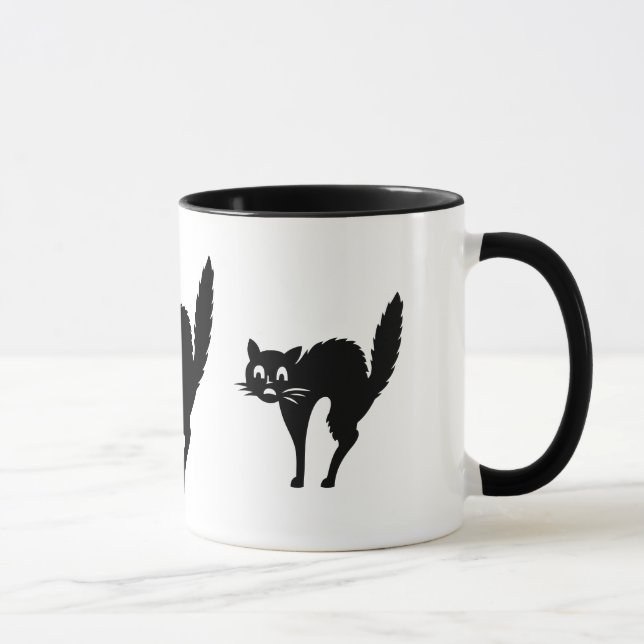 Mug drôle chat noir avec arcade dos halloween (Droite)