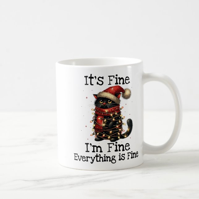 Mug Drôle Chat Noir C'est bien Je vais bien Tout est F (Droite)