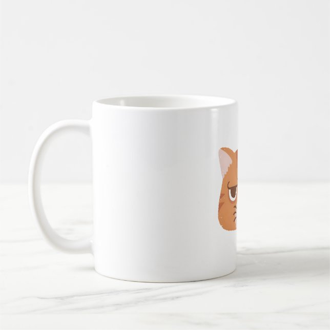 Mug Drôle Chat Tabby Orange Avec Le Visage Grumpy (Gauche)