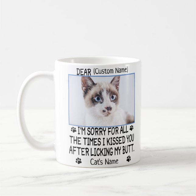 Mug drôle Cher chat , photo et nom du chat personnalis (Gauche)