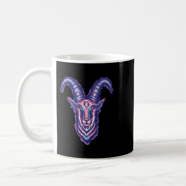 Mug Drôle Chèvre dessinant cornes effrayant déplaisant (Gauche)