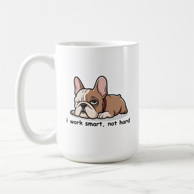 Mug Drôle Chien À Feu Français, Je Travaille Intellige (Gauche)