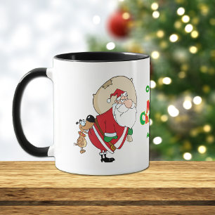 Mug Drôle Chien Biting Père Noël Noël